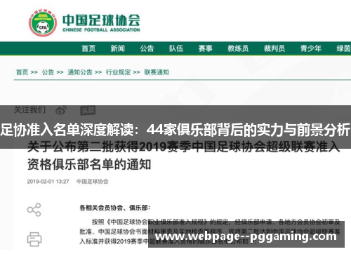 足协准入名单深度解读：44家俱乐部背后的实力与前景分析